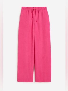 H&M Pink Linen Wide leg pants
